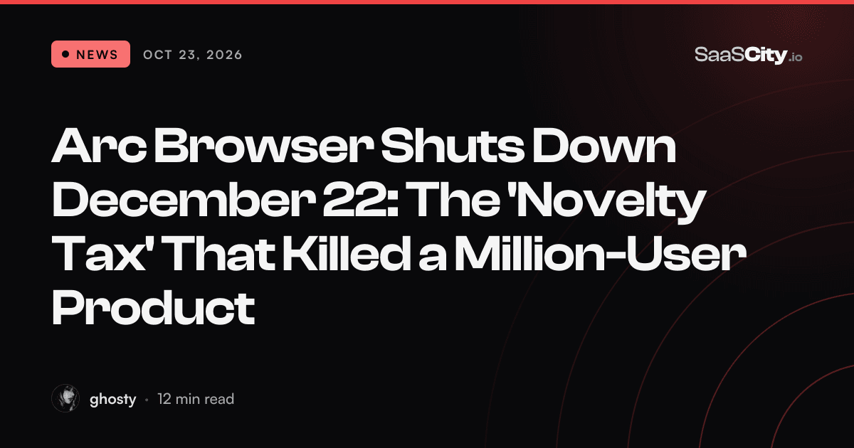 Arc Browser Shuts Down December 22: The 'Novelty Tax' That Killed a Million-User Product (2026)