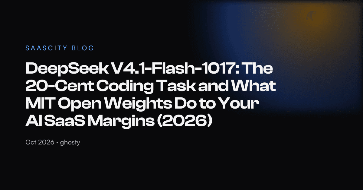 DeepSeek V4.1-Flash-1017: The 20-Cent Coding Task and What MIT Open Weights Do to Your AI SaaS Margins (2026)