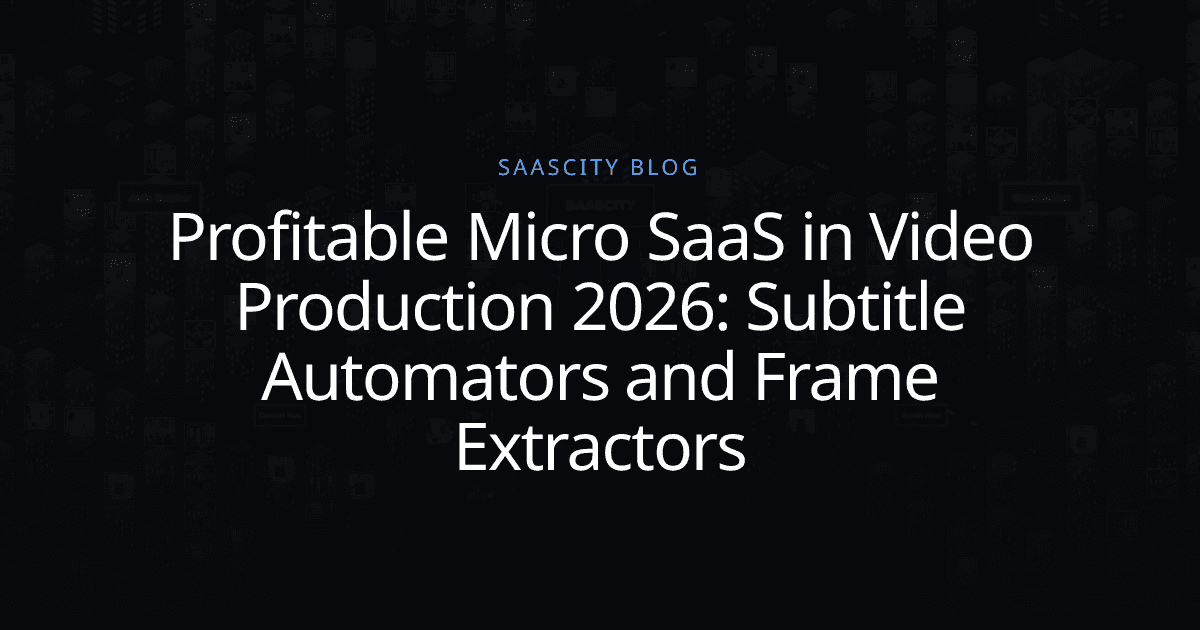 Profitable Micro SaaS in Video Production 2026: Subtitle Automators and Frame Extractors