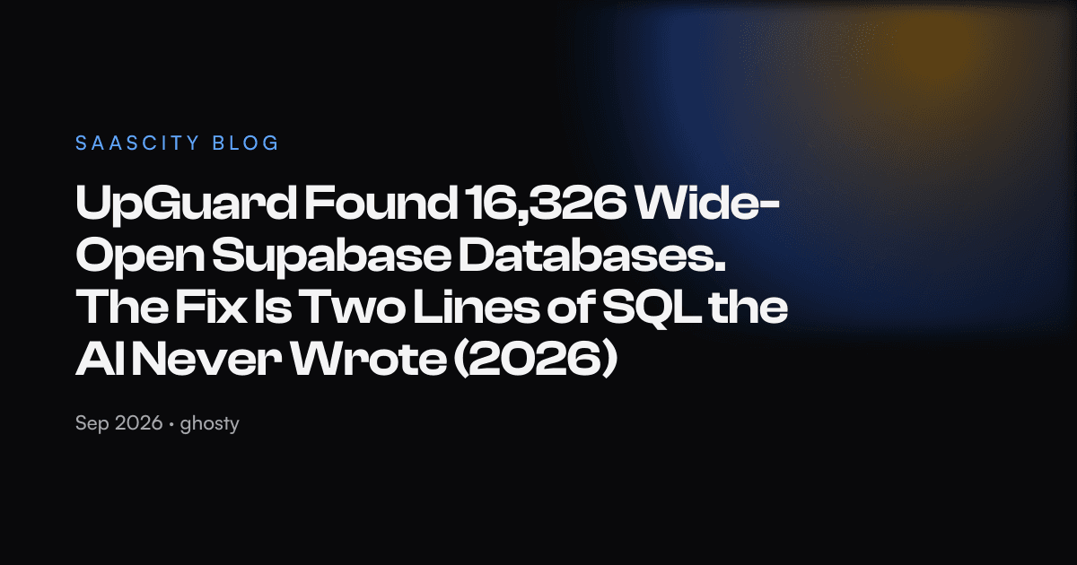 UpGuard Found 16,326 Wide-Open Supabase Databases. The Fix Is Two Lines of SQL the AI Never Wrote (2026)