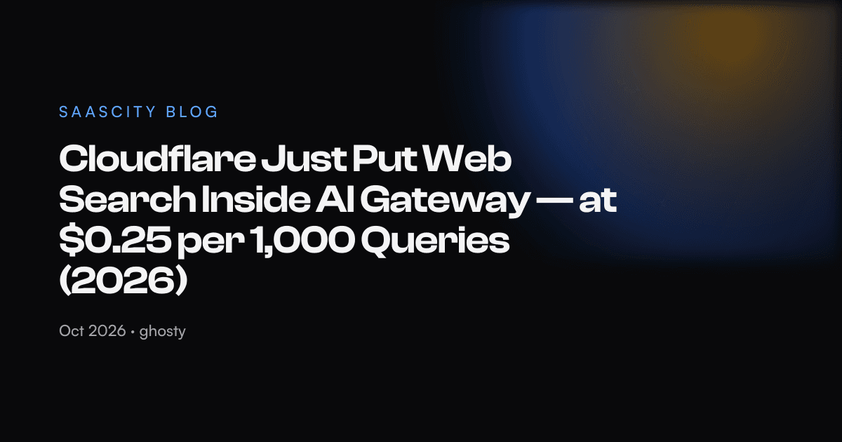 Cloudflare Just Put Web Search Inside AI Gateway — at $0.25 per 1,000 Queries (2026)