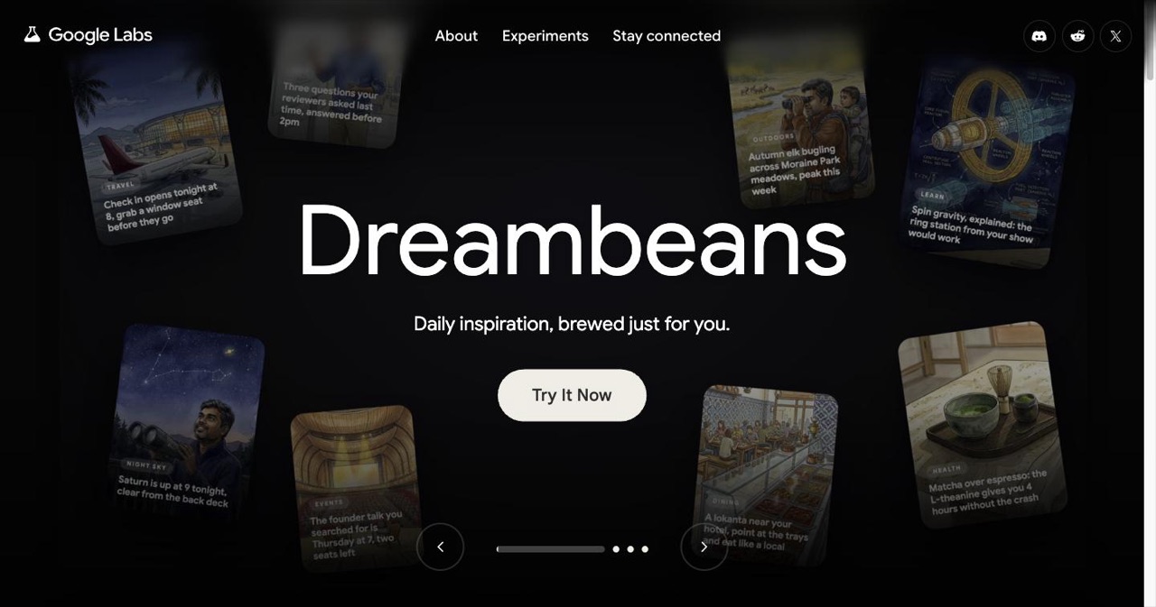 Google Labs homepage listing experimental AI products including Pomelli, the free marketing tool whose Photoshoot feature turns a phone snapshot into a studio-grade product image