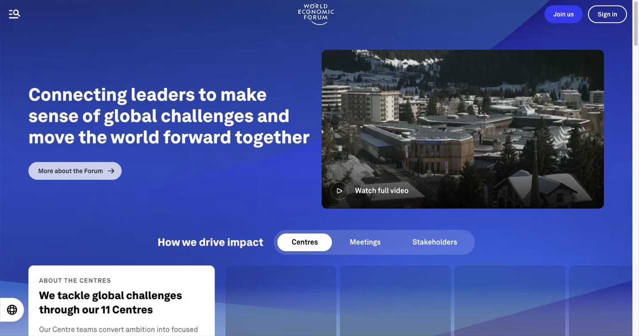 World Economic Forum homepage, source of the projection that AI will create roughly 78 million net new jobs globally by 2030 despite near-term displacement in exposed sectors