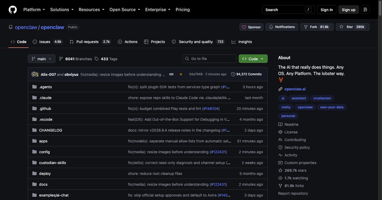 The OpenClaw repository on GitHub, the MIT-licensed open-source AI agent by Peter Steinberger that passed 196,000 stars in under three months and powers every lead generation wrapper