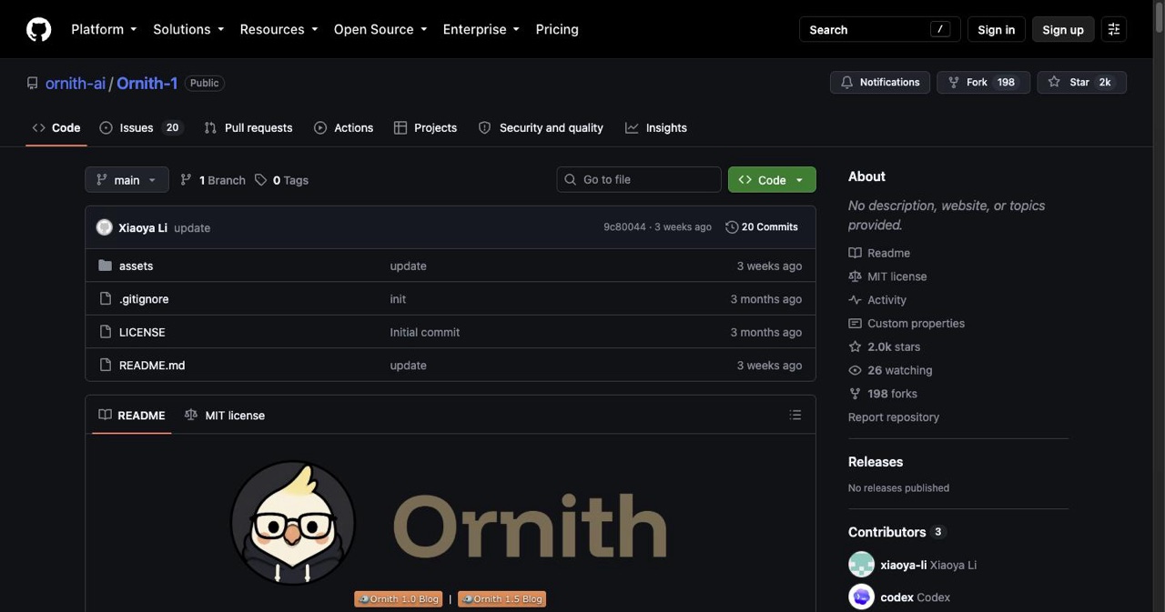 The deepreinforce-ai Ornith-1 GitHub repository, the June 2026 self-scaffolding predecessor that Ornith-1.5 extends into a fully self-generated training curriculum