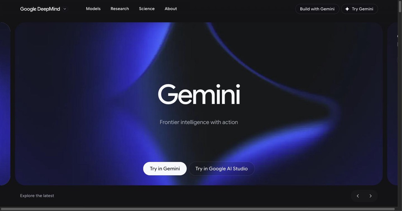 Google DeepMind Gemini product page describing the model family and its long-context multimodal capabilities, the frontier model Apple made primary inside Apple Intelligence at WWDC 2026